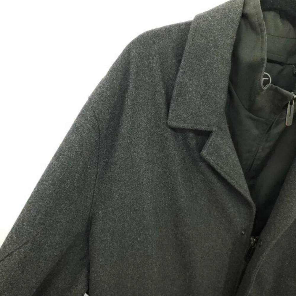 TUMI Tech Grey Wool Insulated Quilt Lined Zip-Up Jacket/Pea Coat XXL